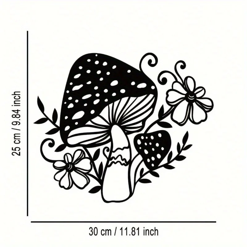 CIFBUY 1Pc Iron Mushroom Flower Metal Wall Sculpture Waterproof Rustproof Fade Resistant Decor For Bathroom Birthday Gift