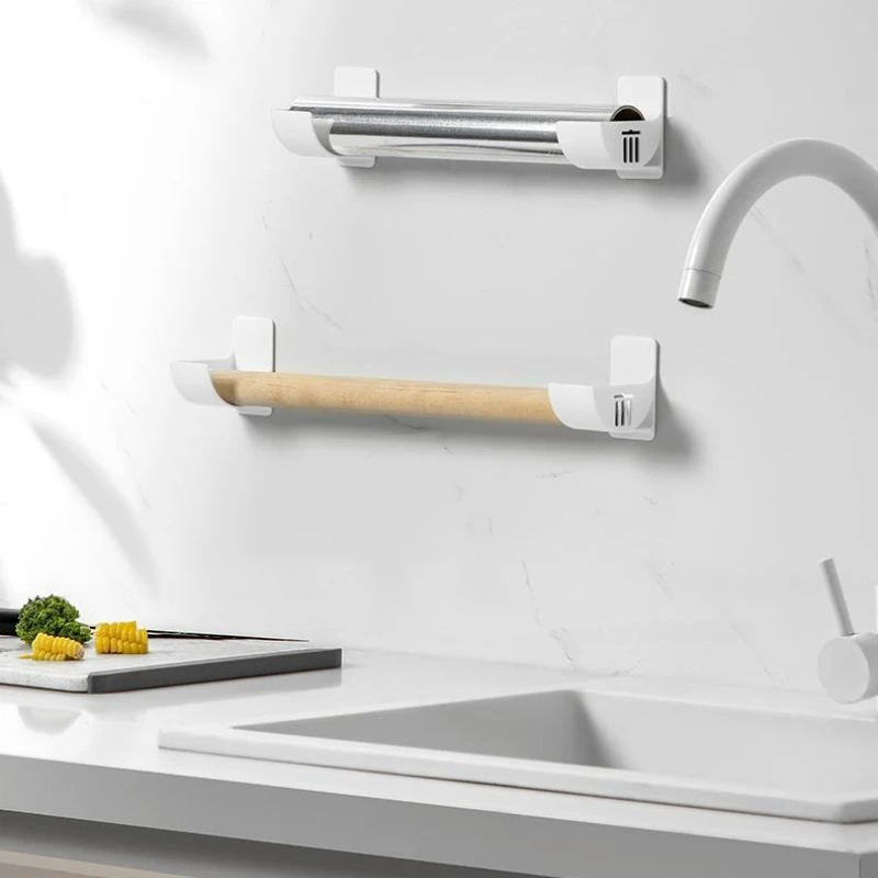 طقم رفوف تخزين المطبخ مكون من قطعتين - منظم متعدد الوظائف وأفلام طازجة وأكياس القمامة للخزائن وجوانب الثلاجة