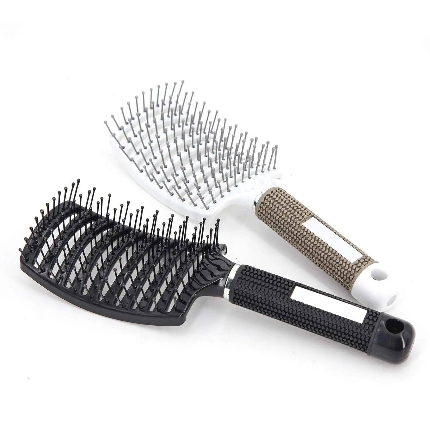 Paquete de 2 cepillos de pelo curvos y ventilados para mujer, cepillo desenredante antiencrespamiento para cabello largo, grueso, rizado y mojado, herramienta de peinado de secado rápido