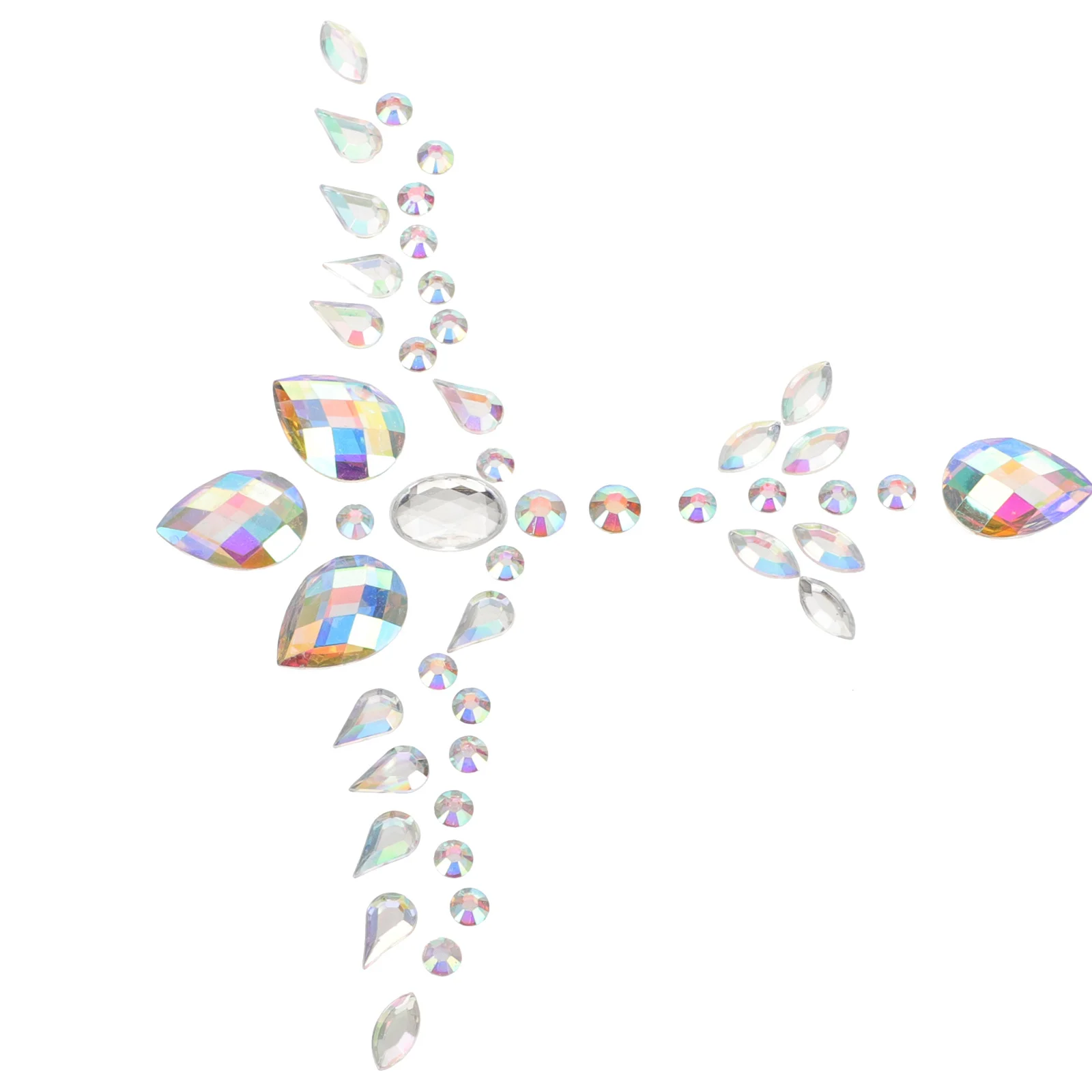 ملصق مزخرف على شكل جوهرة الصدر، أحجار كريمة متألقة للجسم لمهرجانات المكياج، ملصقات صدر للنساء من الأكريليك المبهر #5