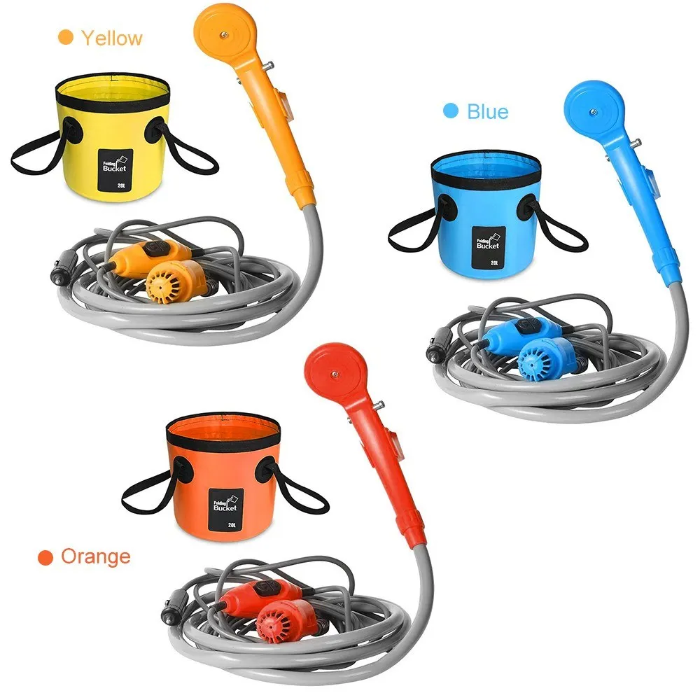Camping Shower Electric Outdoor Shower Folding Bucket Kit for RV Travel Car Washing Camping Hiking Flowering Plants   Watering