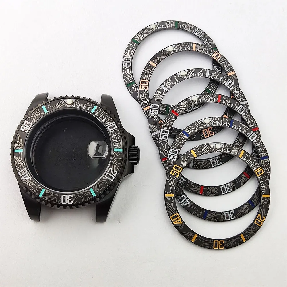 

watch Bezel Insert 38mm Ceramic For NH35 case Mod GMT Imitation carbon fiber design NH35 Watch Accessories
