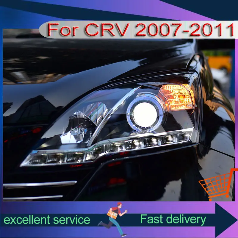 

Передние фонари для Honda CRV 2007-2011, модифицированная автомобильная сборка со светодиодными линзами дневных ходовых огней «ангельский глаз», ксеноновые фары