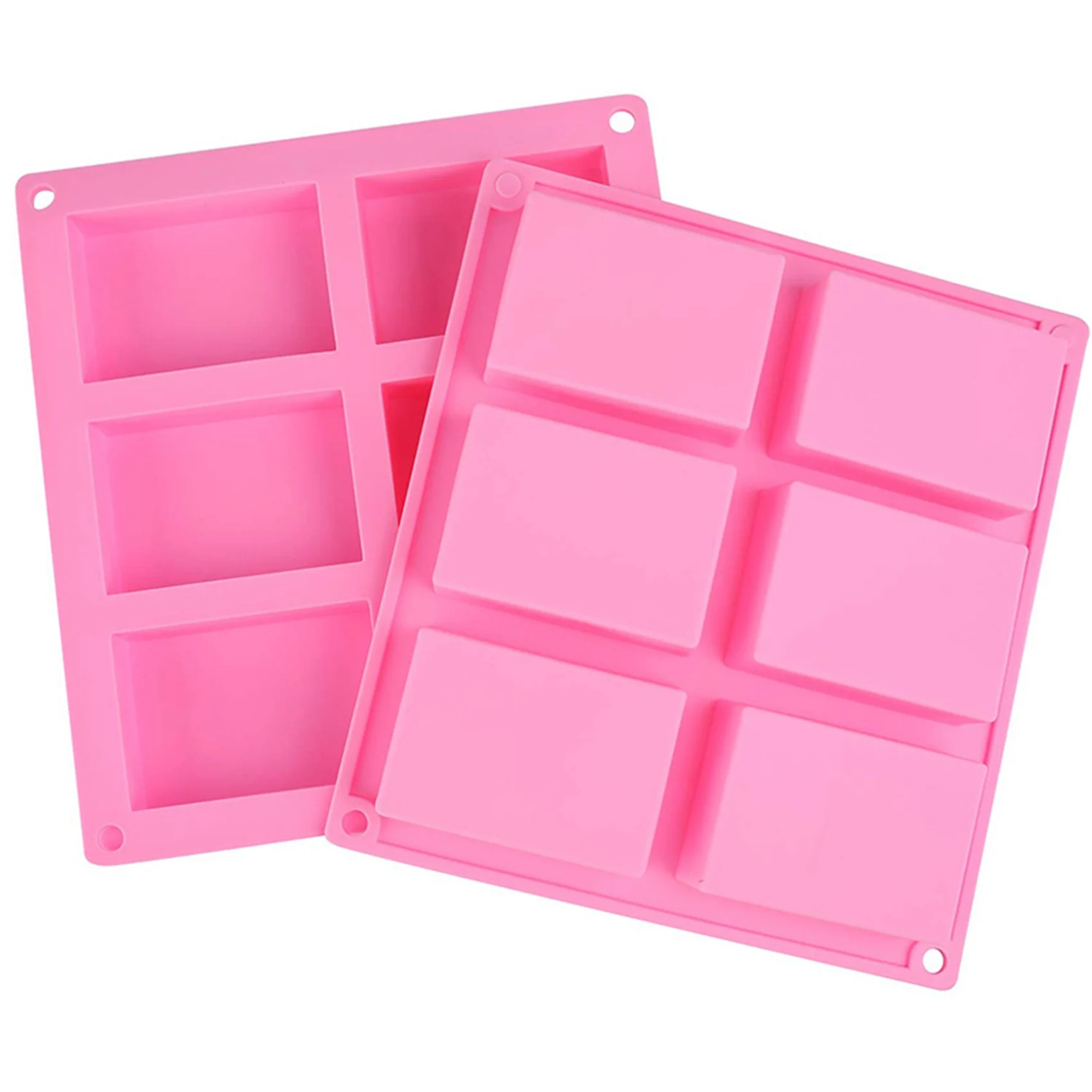 AA49 Paquete de 24 moldes de silicona para jabón, moldes rectangulares de 6 cavidades para jabón DIY para pasteles, magdalenas, muffins, pasteles de café, pudín y jabón