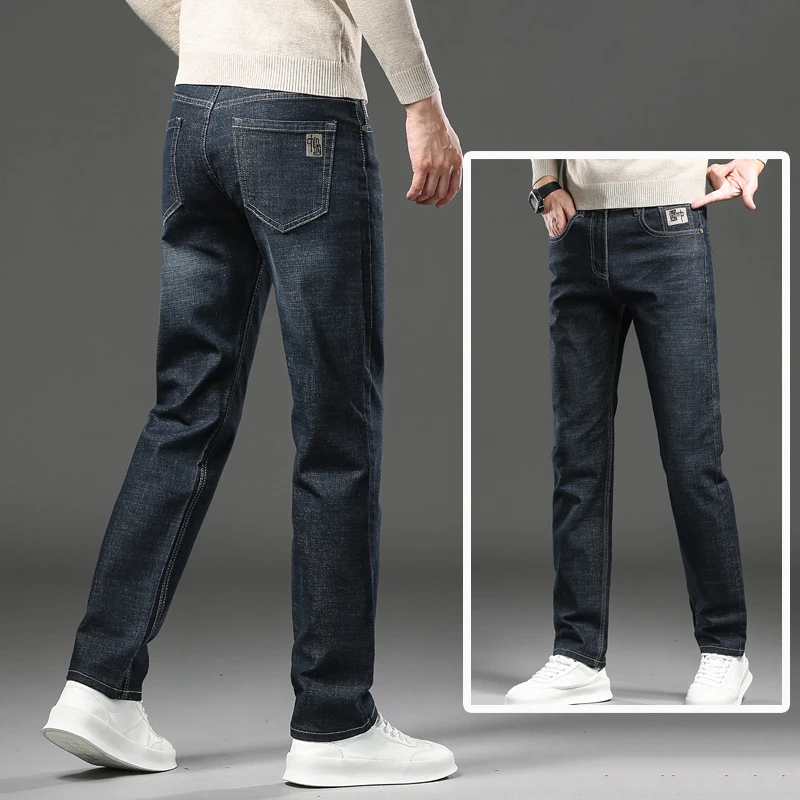 Jeans dritti in Denim da uomo per tutte le stagioni nuovi pantaloni in Denim Casual Business pantaloni quotidiani di marca classica di alta qualità