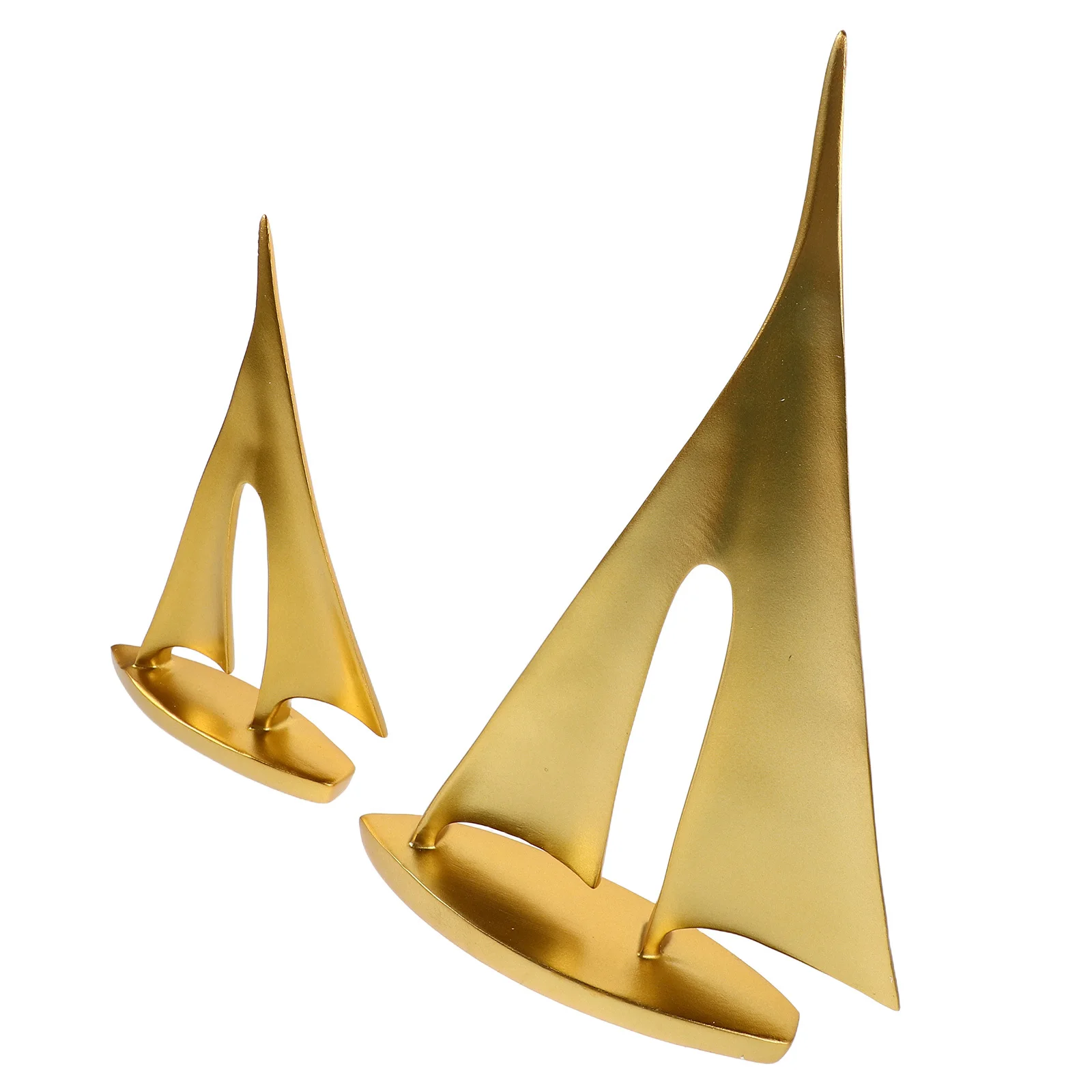 

2Pcs Gold Finish Sailboat Sculpture Resin Nautical Art Decor Modern Sailing Ornament for Home Living Room Cabinet Display