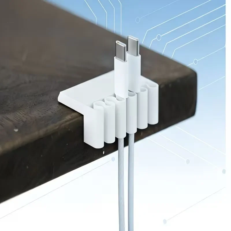 3D Printed Desk Cable Organizer Clip Multi‑Slot USB Cord Holder Desk Edge Wire Management for Home Office Workspace
