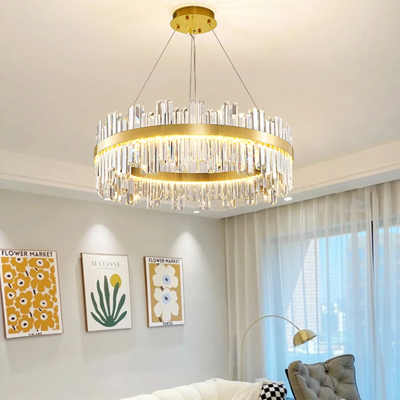 

Post-modern Crystal Chandelier Living Room Light Luxury Hall Restaurant Dining Room Lamp Atmospheric High-end Household Lamps