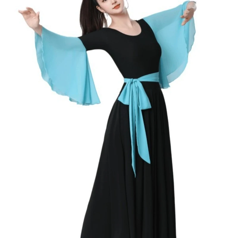 Elegante e confortável dança latina fluindo desempenho traje equipado e versátil vestido de baile de dança quadrada vestido de emagrecimento