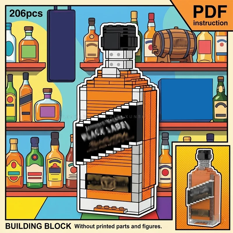 

MOC Block Model Creative Mini Liquor Bottle Series Simulation Bricks Toy Bar Pub Decor