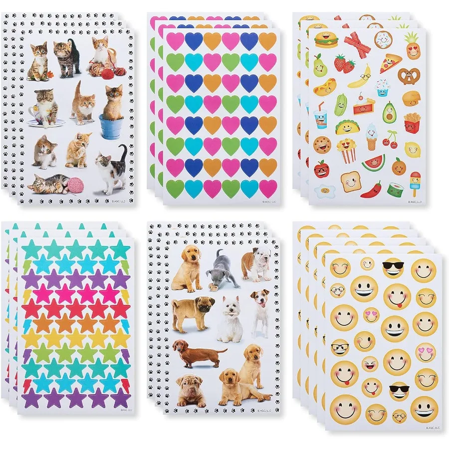 Pegatinas creativas y divertidas para formas surtidas, lindos animales y caras sonriente, ideales para proyectos escolares, cuadernos y C