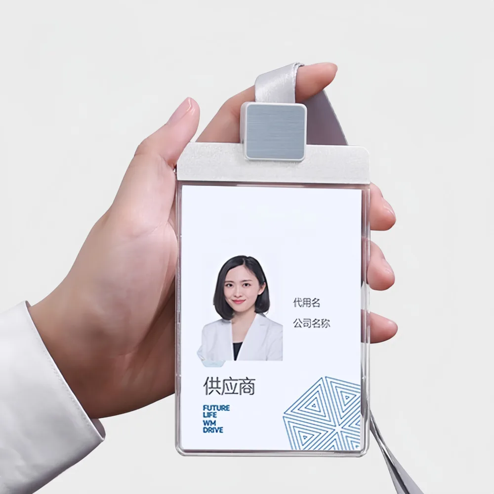 

2 Pcs Large Size Aluminum Alloy Work ID Badge Holder Employee Work Information Card Sleeve