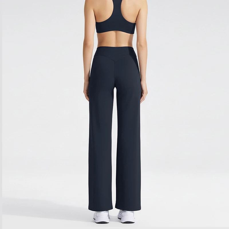 Softmotion مستقيم الساق السراويل قيعان النساء فضفاضة الترفيه موضة واسعة الساق بنطلون عارية يشعر زبداني لينة يغطي الرجل #6