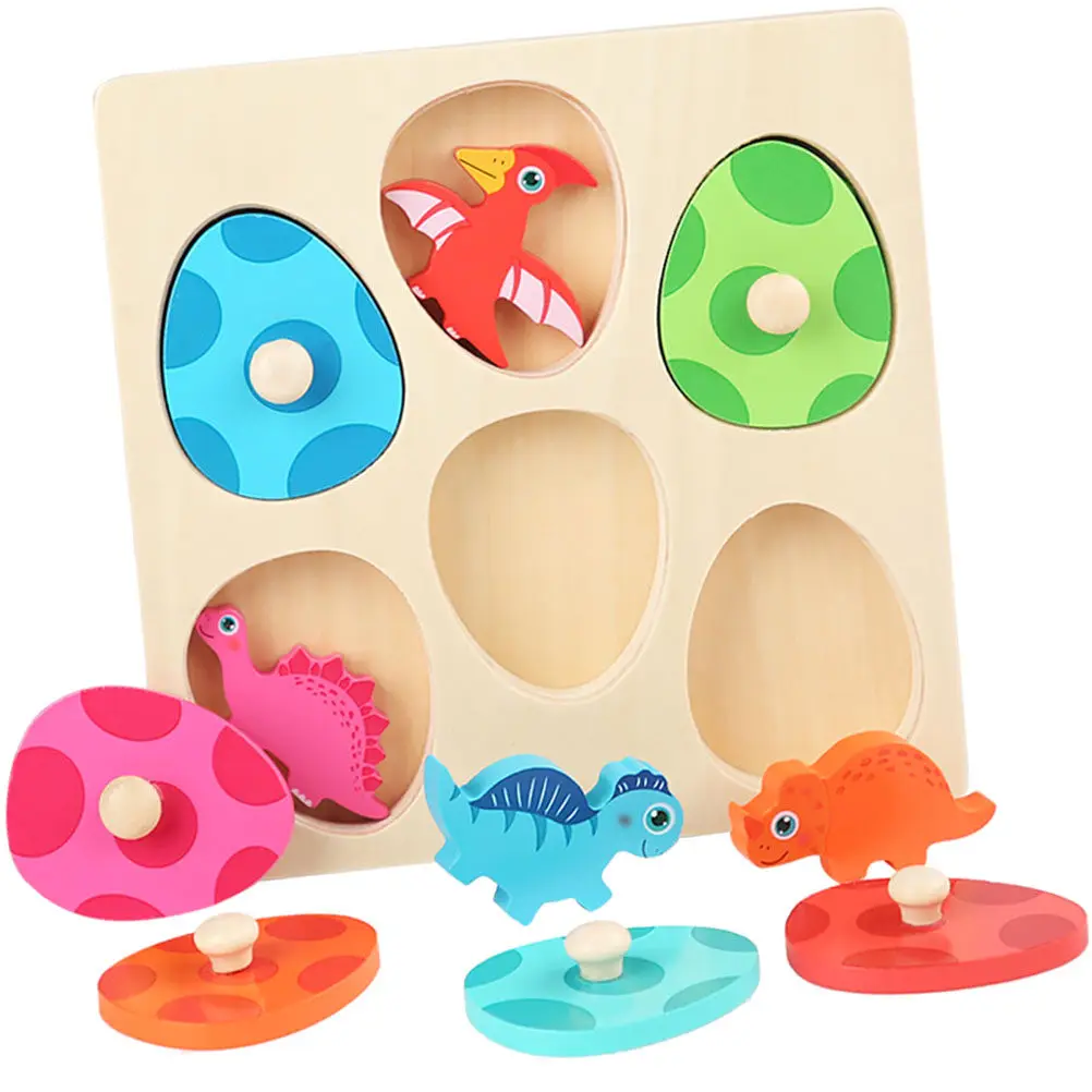 

Wooden 3D Dinosaur Egg Puzzle for Kids 3-5 Years Old Creative Thinking Learning Capacity Parent-Child