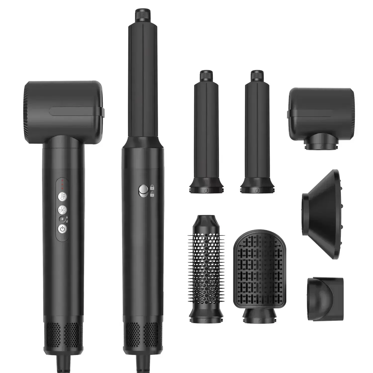 7-in-1 föhnborstel Borstelloze hogesnelheidsföhn met diffuser Ionische föhn Heteluchtstylingkam Automatische haarkruller - afbeelding 1