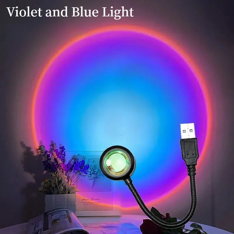 LED Sunset Lamp – USB Rainbow Neon Night Light Projector