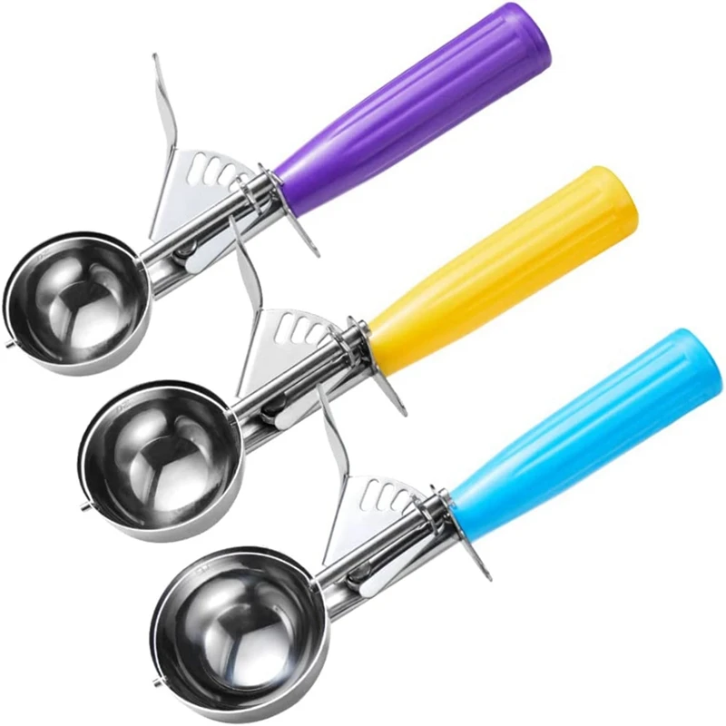 1 Set Divided Scoops 3-Piece Cookie Spoon Ice Cream Scoop Cutlery Scoop Cupcake Scoop