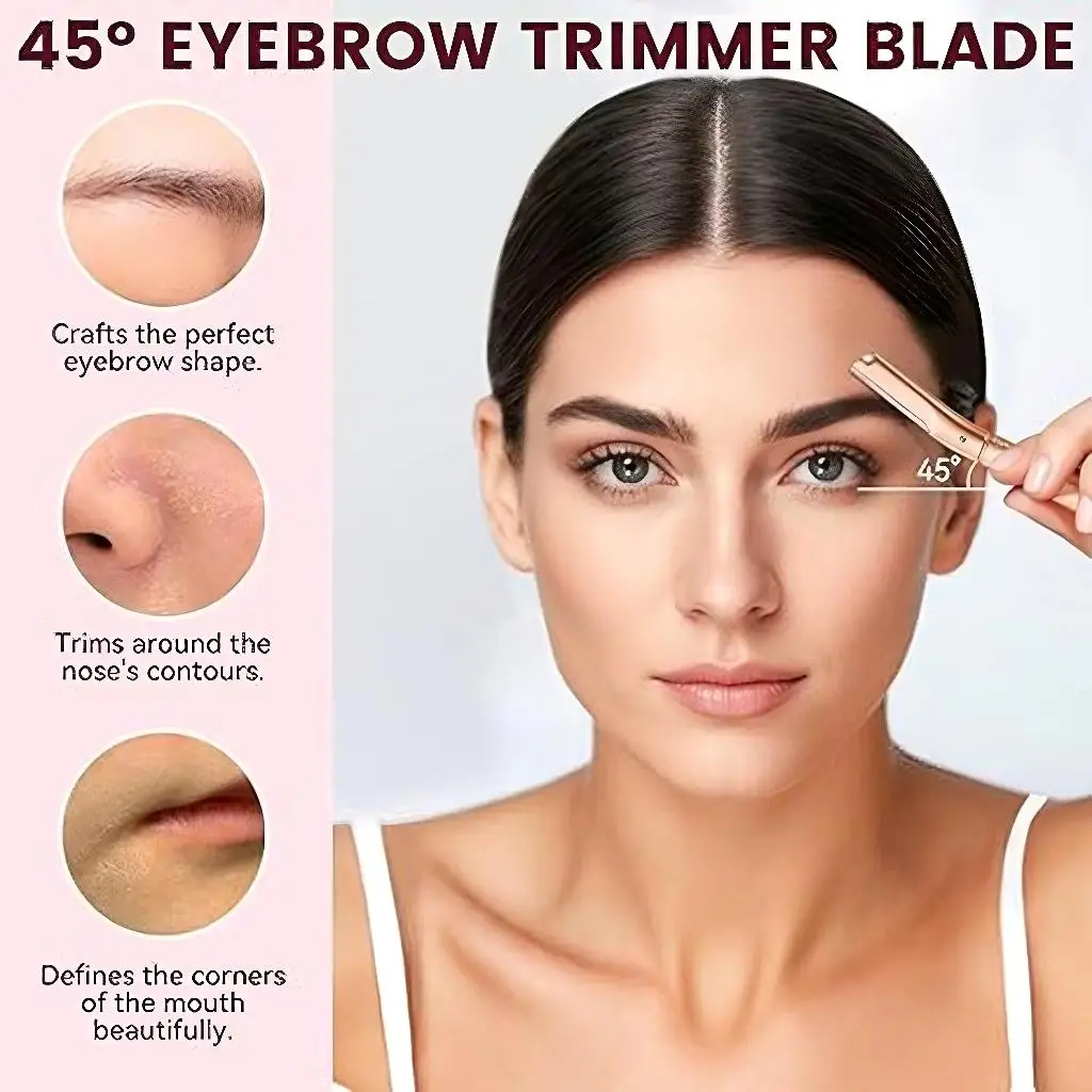 1+6 SET remium Zinc Alloy Eyebrow Razor Safe Metal Trimmer Anti-Scratch Facial Hair Remover Detachable Blade Beauty Makeup Tool