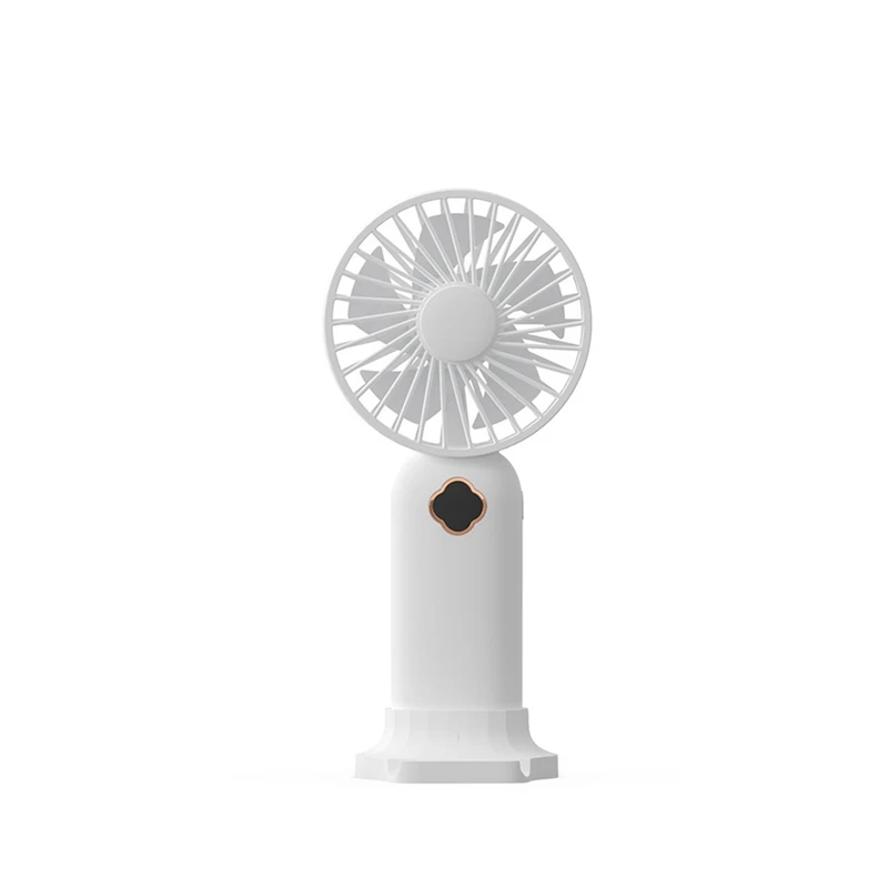 Portable Handheld Fan USB Mini Fan Rechargeable Digital Display Lazy Air Cooler Fan for Outdoor Home Office-White