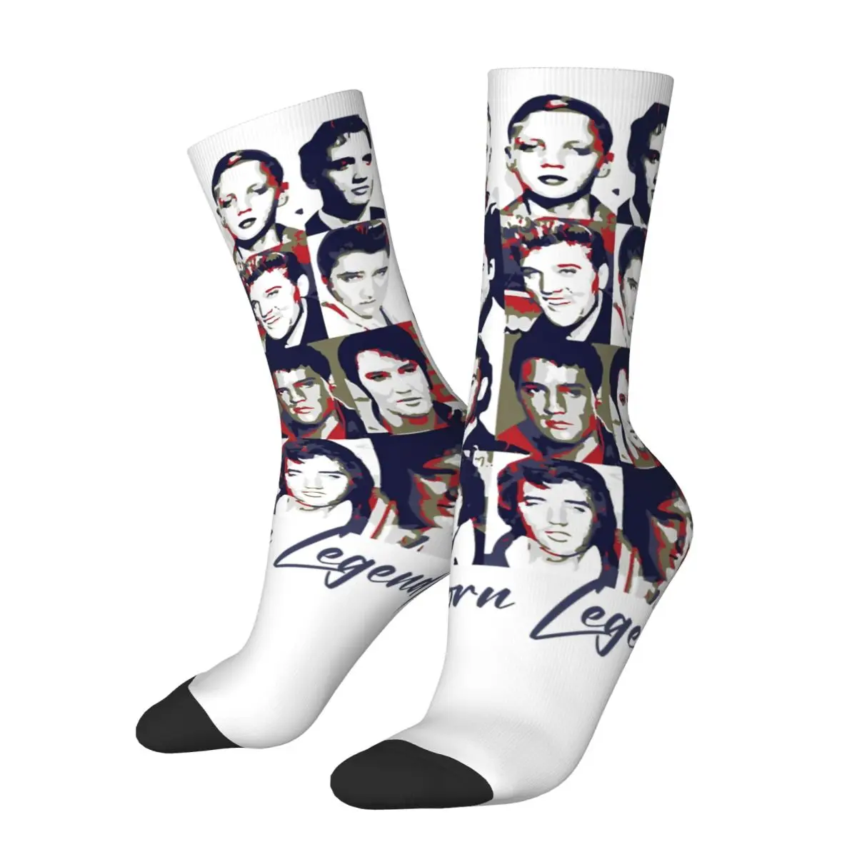 Elin Design-Chaussettes de Basketball en Polyester pour Homme et Femme, sulf, Absorbant la Sueur, The Born Legend E-Elvis P-Presleys