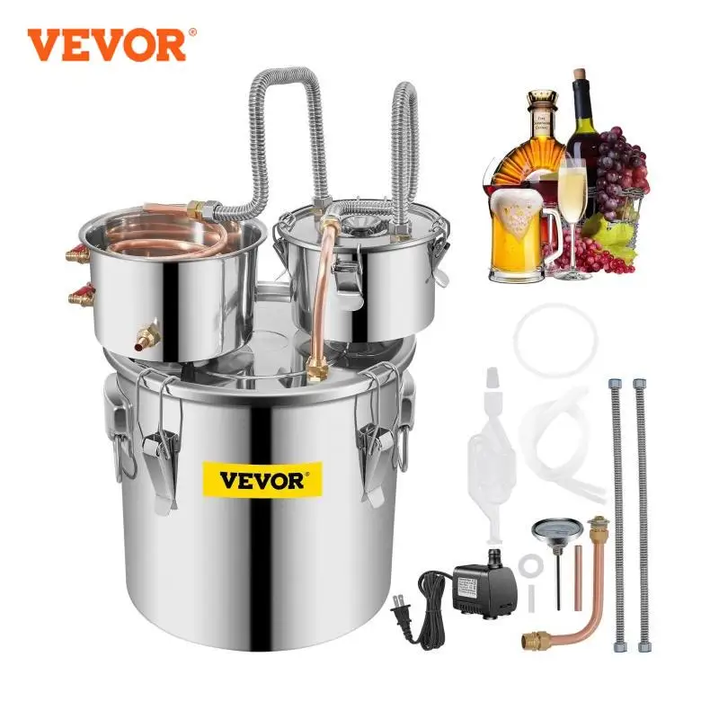 VEVOR Destilador de Agua 12L 20L 30L Máquina para el Agua Destilada Casera Destilación Filtro Purificador Acero Inoxidable Destilador de Agua Water