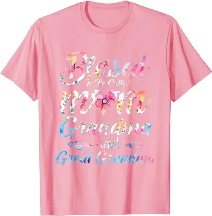 Bienheureuse d'être appelé maman grand-mère grande grand-mère fête des mères T-Shirt maman cadeau femme mode maman disant T-Shirt lettre impression hauts