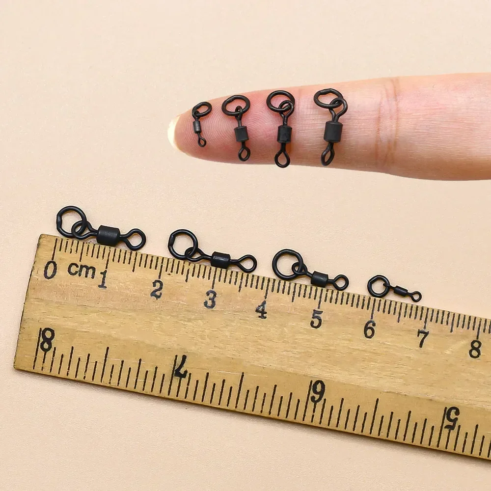 MNFT 50 pièces Micro crochet flexible pivotant 4 tailles, Mini anneau de pêche à la carpe crochet pivotant, accessoires de matériel de pêche Terminal