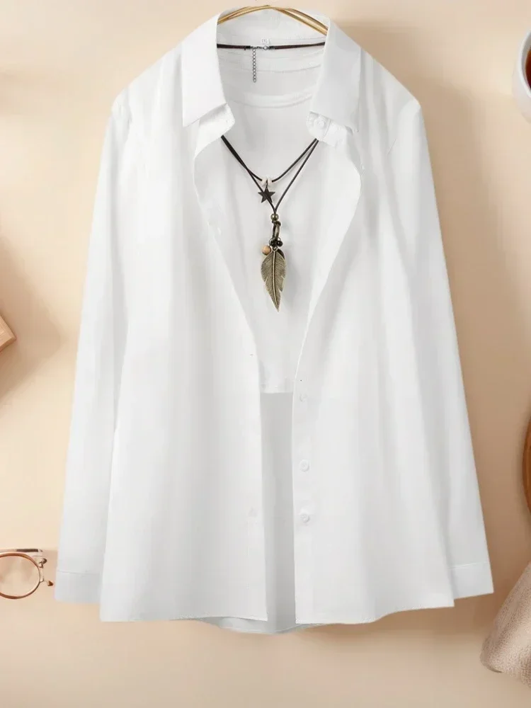 Plus Size Shirts 2025 Summer New Women's Casual Loose Fashion Top Elegant Korean Style Solid Sweet Blouses Single-breasted Lapel
