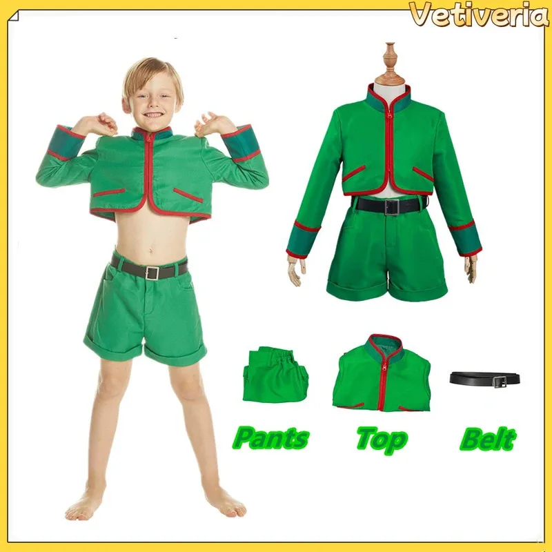 

XT8Kids Gon Freecss Cosplay Costume Children Top Pants Anime Hunter Halloween Carnival Party Roleplay Clothes XT6@!