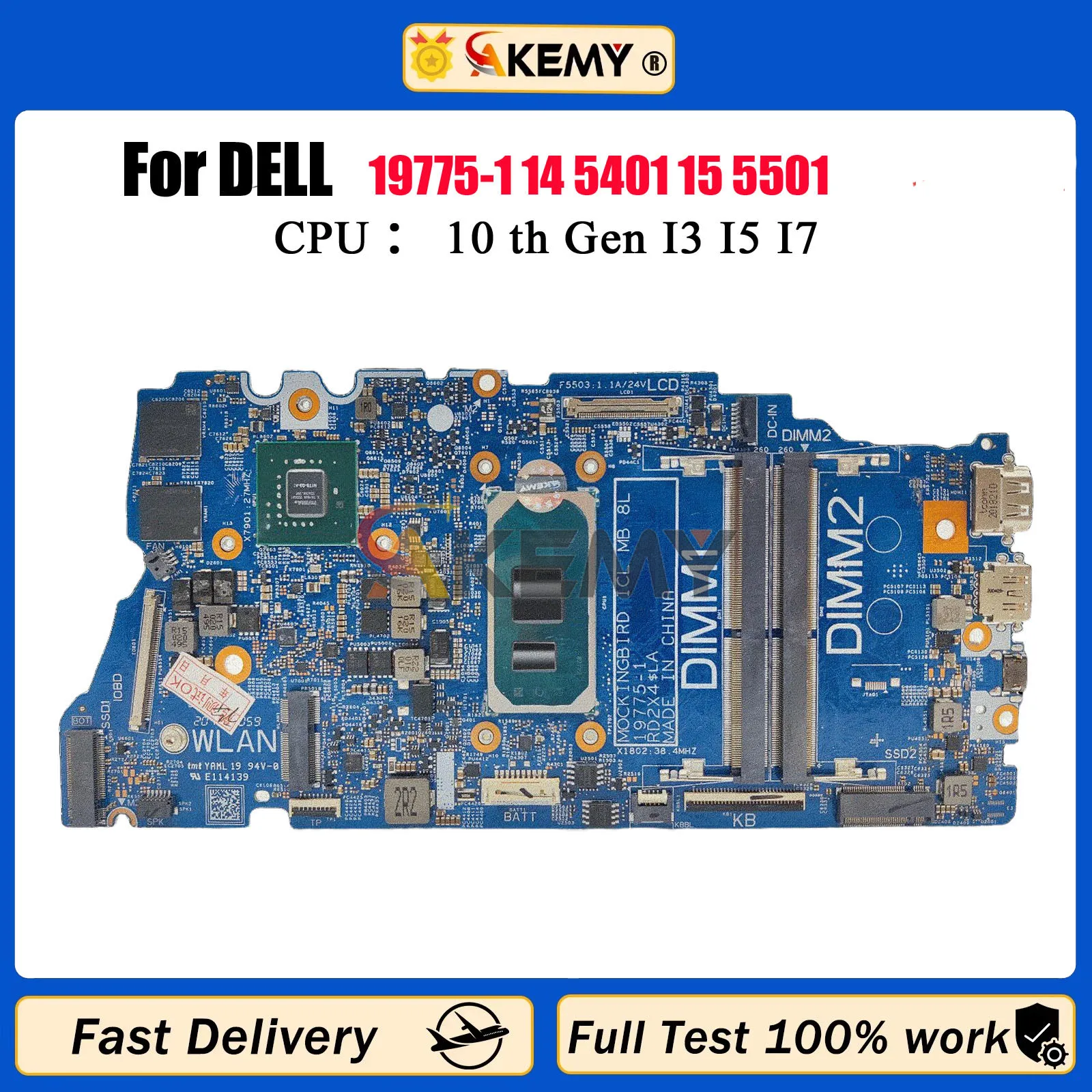 

19775-1 CN-0TG76R RD2X4 06DNFY Laptop Motherboard For Dell Inspiron 5401 5501 Vostro 5401 5501 Mainboard with i3 i5 i7 CPU