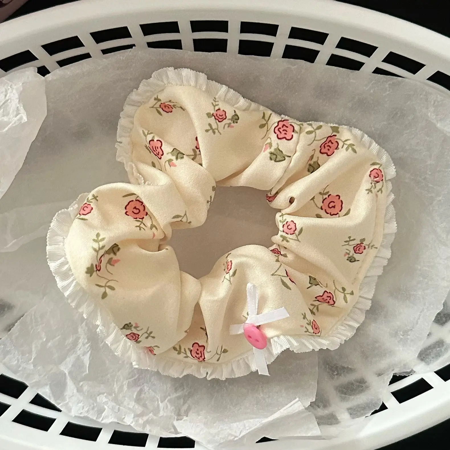 Cincin Rambut Pita Renda Bunga Merah Muda untuk Anak Perempuan Aksesori Kualitas Tinggi Gaya Lucu Manis 1/2 Buah