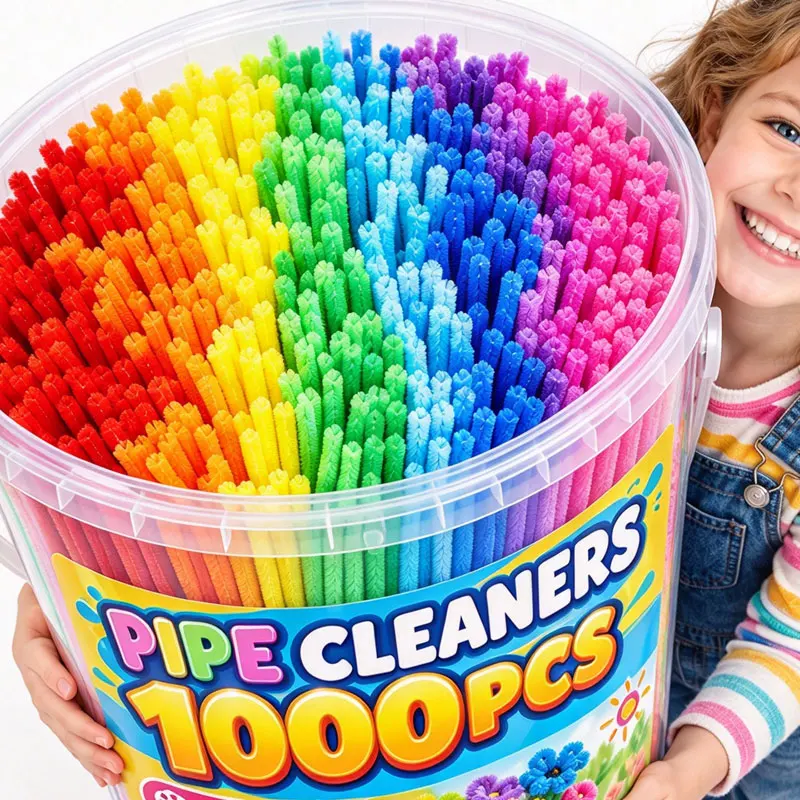 Assorted Rainbow Pipe Cleaners Chenille Stems Flexible Twist Sticks Kids DIY Handmade Art Craft for Festival Home Ornament Decor