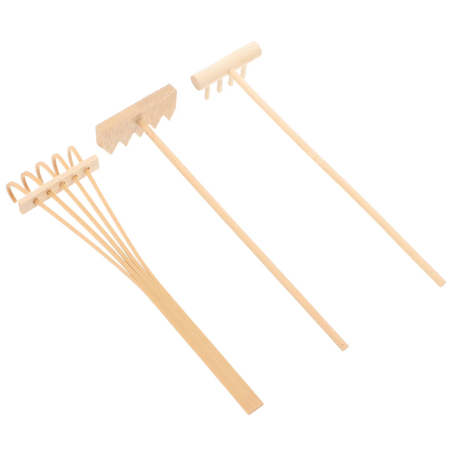 

3 Pcs Rotary Tool Zen Garden Sand Rake Tools Tabletop Rakes Meditation Wooden Mini Child