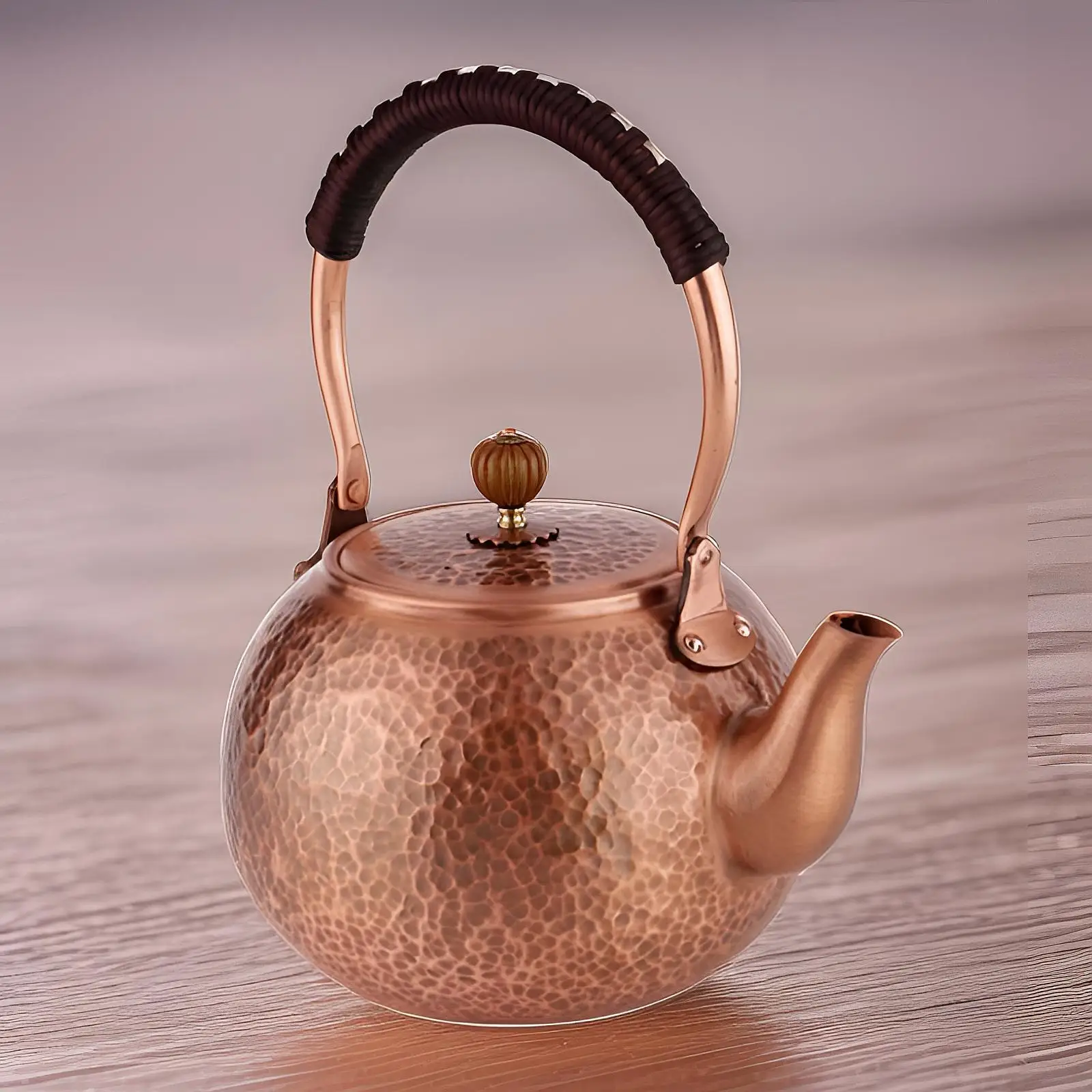 

Kongfu Tea Pot Copper with Insulated Handle 1.2L Tea Kettle for Boiling Water