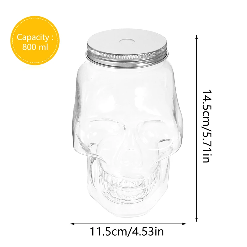 1Pcs Halloween Skull Reusable Milk Bottle With Hole Drinking Small Juice Mason Jar Beverage Multifunctional Bottle Party Gift