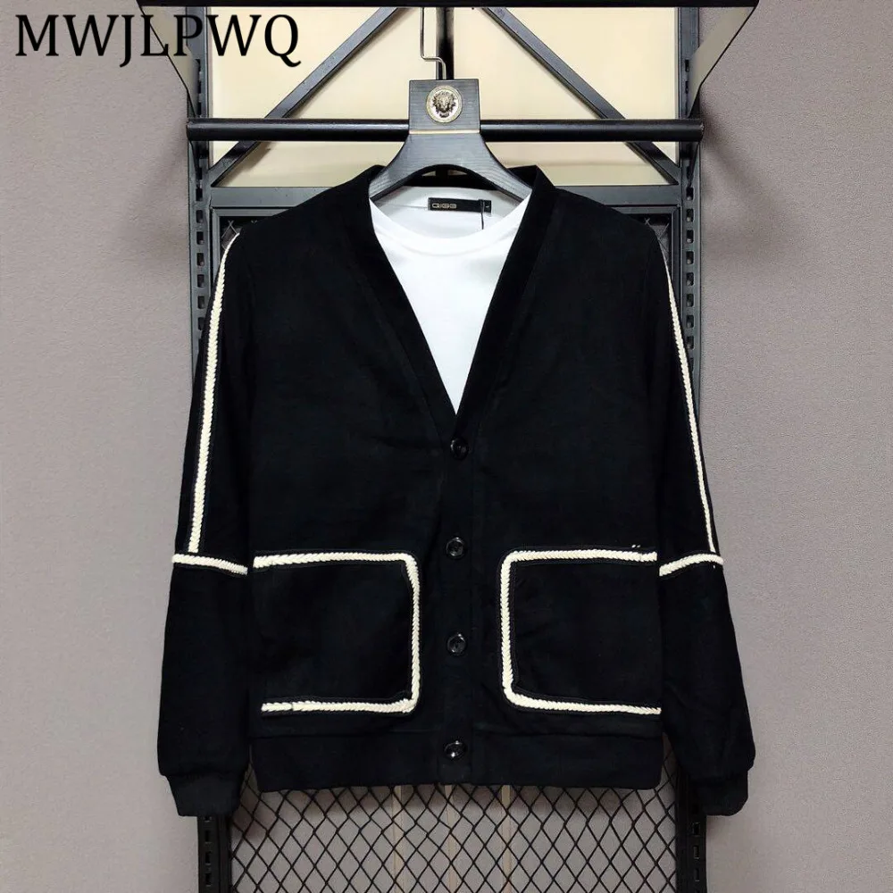 

MWJLPWQ New Contrast Trim Jacket Men's Street Style Long Sleeve Slim-Fit Versatile Trendy Button Front Casual Tops For Men 15502