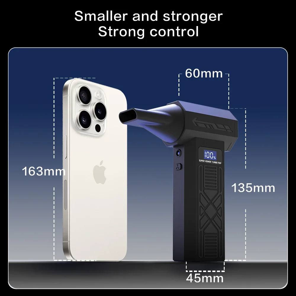 منفضة هواء كهربائية محمولة 120000 دورة في الدقيقة P80 مروحة نفاثة منفاخ توربو مع شحن من النوع C 4 سرعات قابلة للتعديل لتنظيف لوحة المفاتيح