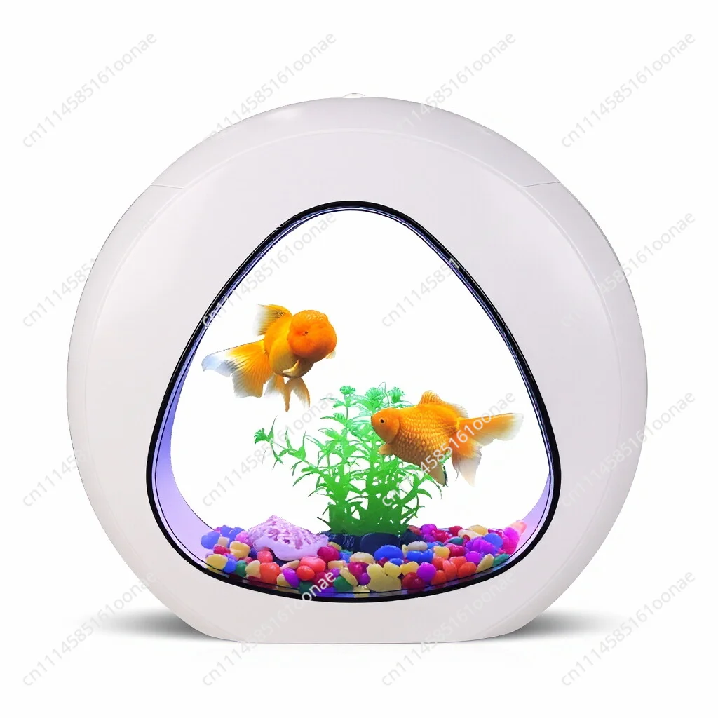 Desktop fish tank aquarium, small ornamental goldfish tank ecological acrylic free of water change