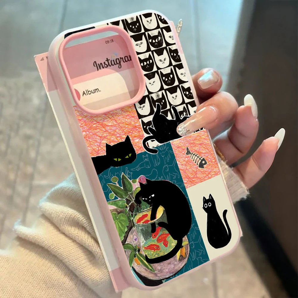 Für Samsung Galaxy A16 A15 A55 A35 A36 A56 S26 S25 S24 Ultra S23 S21 S22Plus Schwarze Katze Kunst-Kollage TPU Handyhülle Silikon-Cover – Detail 7