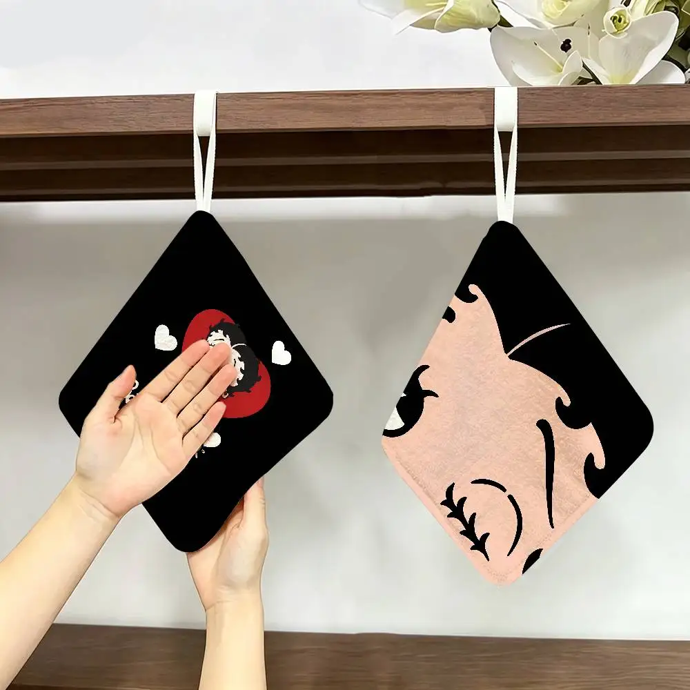Animation B-Betty B-Boop Polyester Cotton Hand Wiping Towel, Hanging Towel, Quick Dry for Kitchen Bathroom Daily Supplies