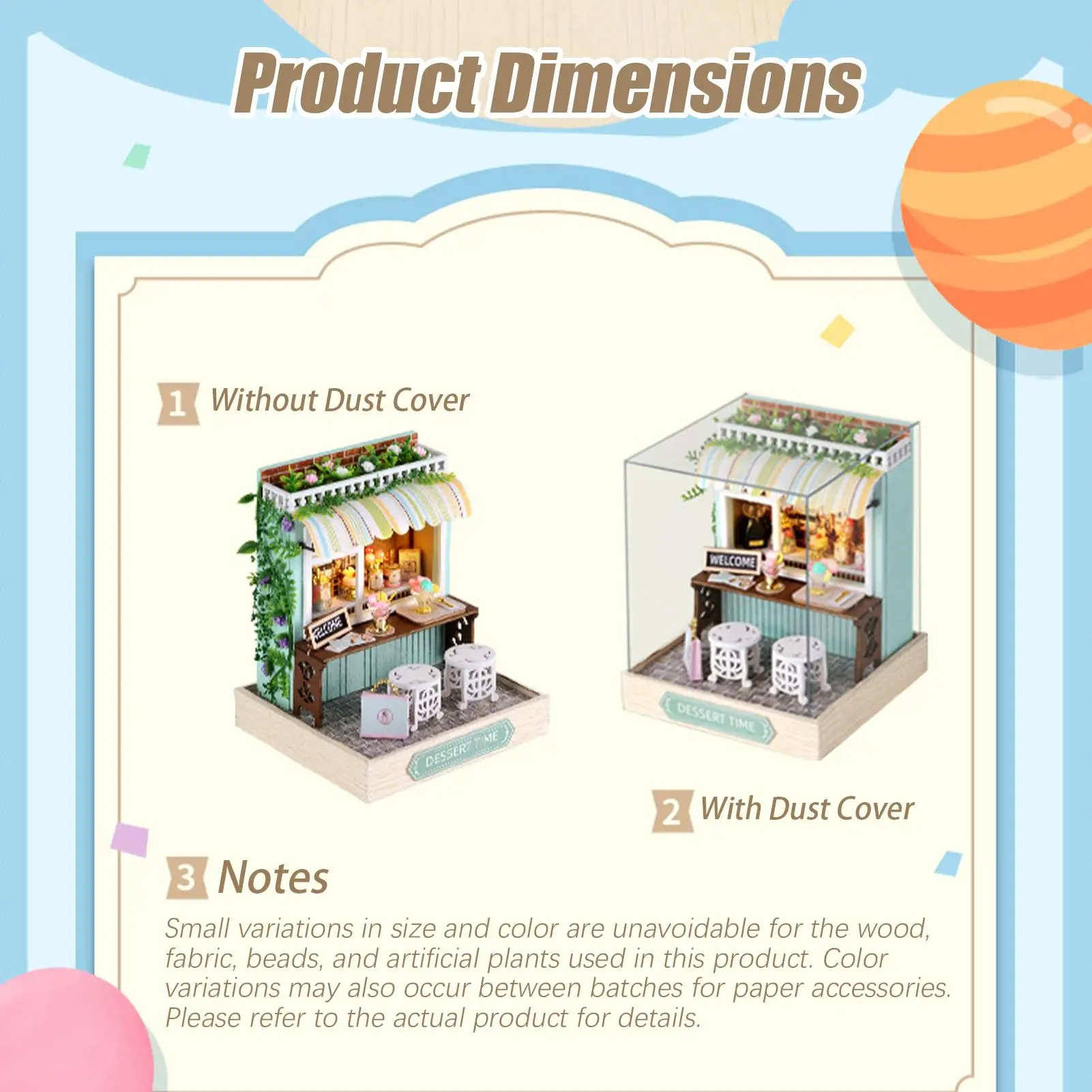 Miniature Kit Wooden Crafts With Dust Cover Decorative Doll House Kit Tools For Living Room Bedroom Kitchen Office Shelf