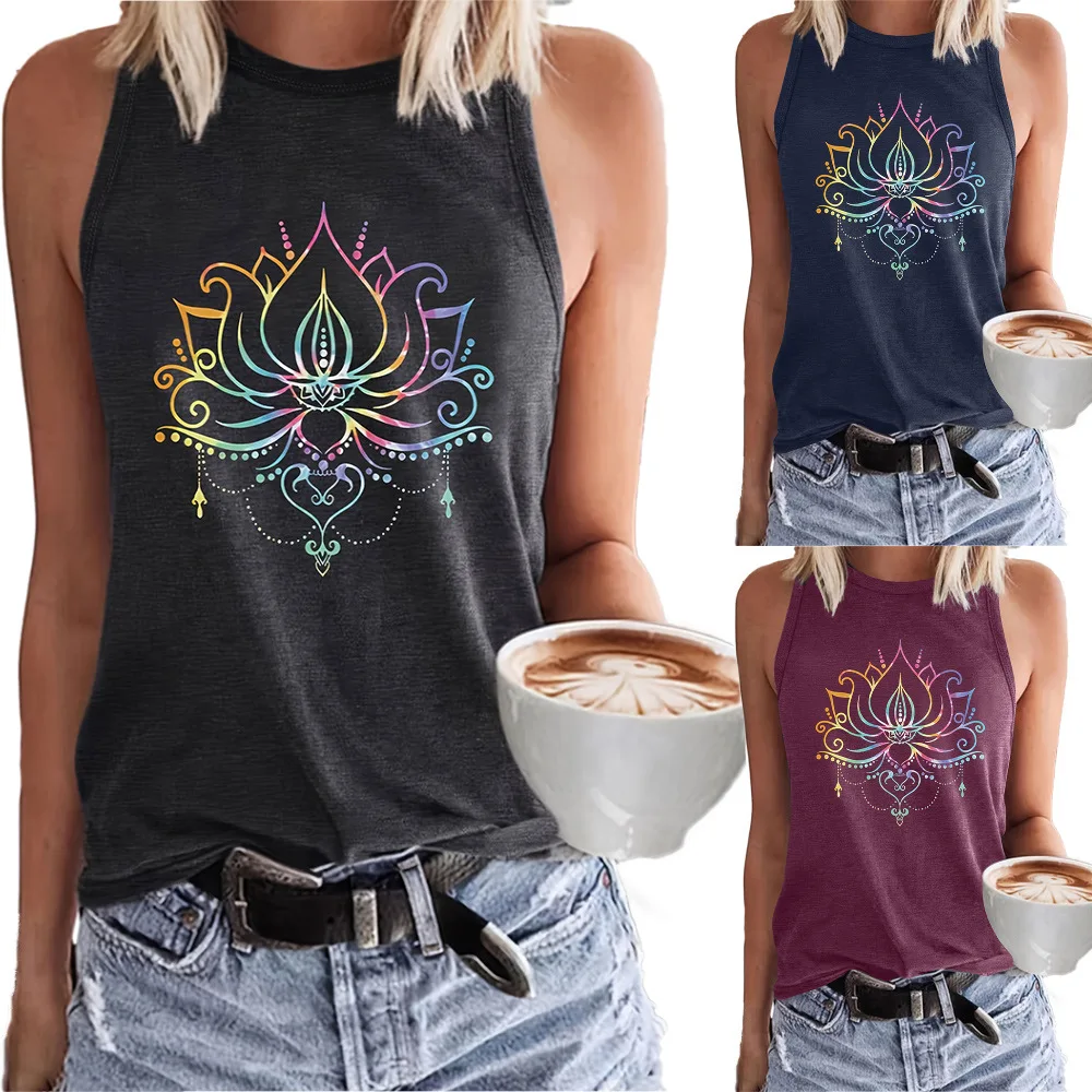 

Vintage Tank Tops Women Fashion Sleeveless Letter Vest Girls Casual Floral Tanks Tops Crew Neck Tops Womens Clothing Tattoo