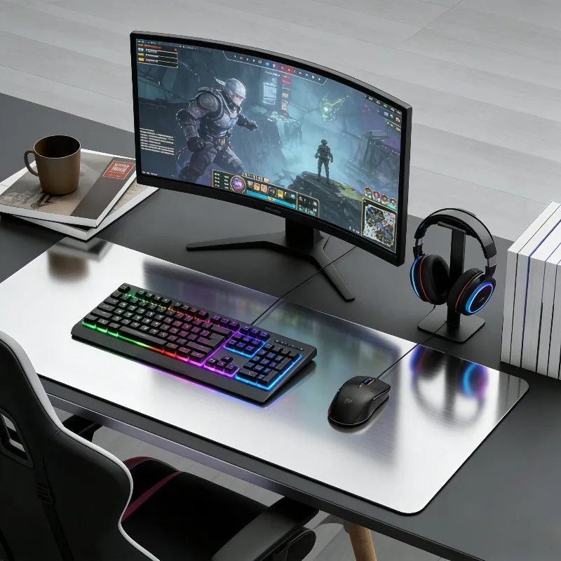 Ultra Thin Stainless Steel Mouse Pad Waterproof Keyboard Storage Hard Surface Rugged Gaming Mat for Laptop Keyboard Accessories