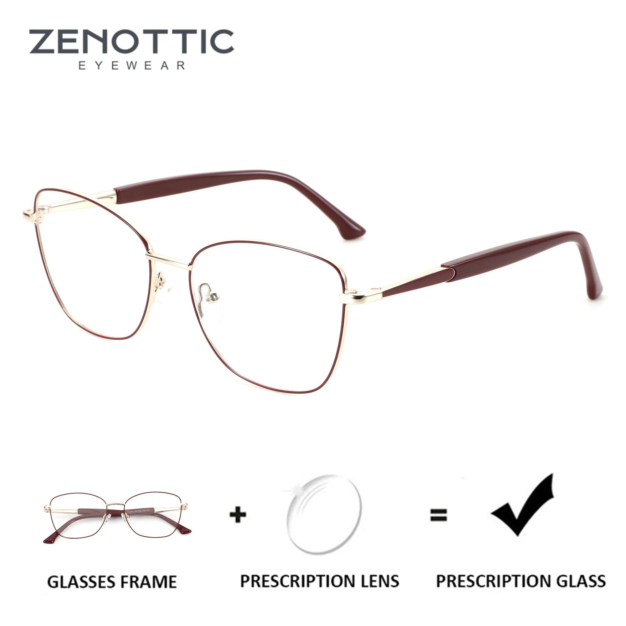 

ZENOTTIC Metal Butterfly Prescription Glasses For Women Myopia Medical Lenses Blue Light Photochromic Optical Eyeglasses