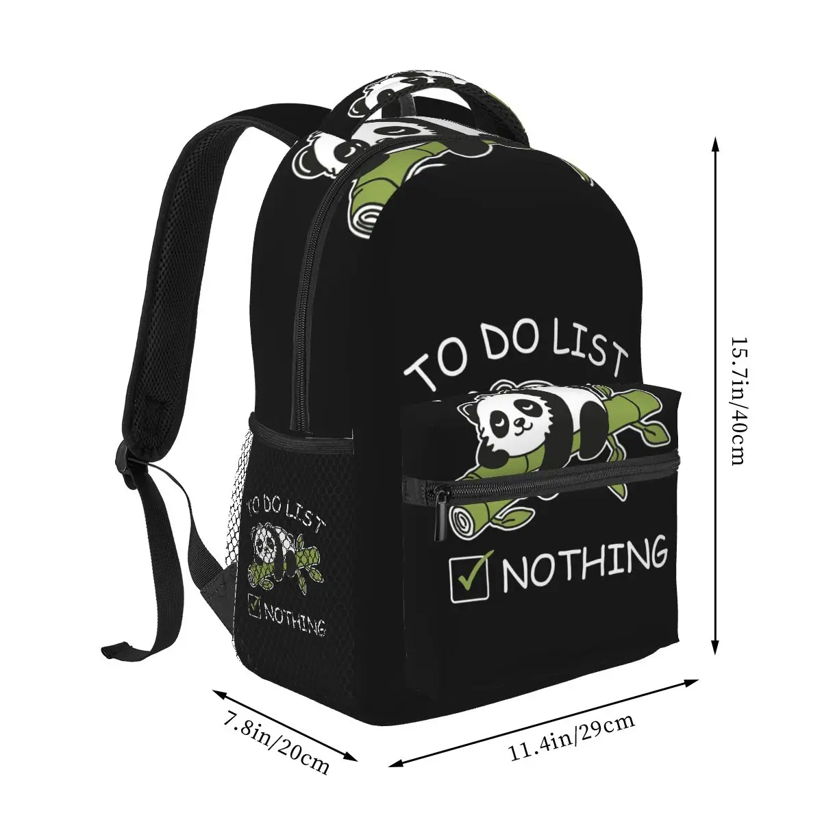 Fashion To Do List Do Nothing Panda Print Student Backpack School Bag Hiking Travel Daypack for Boys Girls Bookbag Shoulder Bags