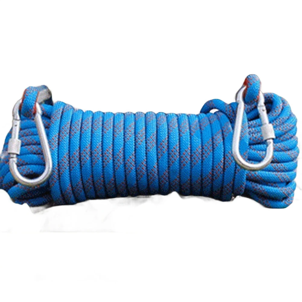10mm Outdoor Safety Rope with Dual Carabiners Excellent for Climbing and Rescue Available in 10m and 20m Lengths
