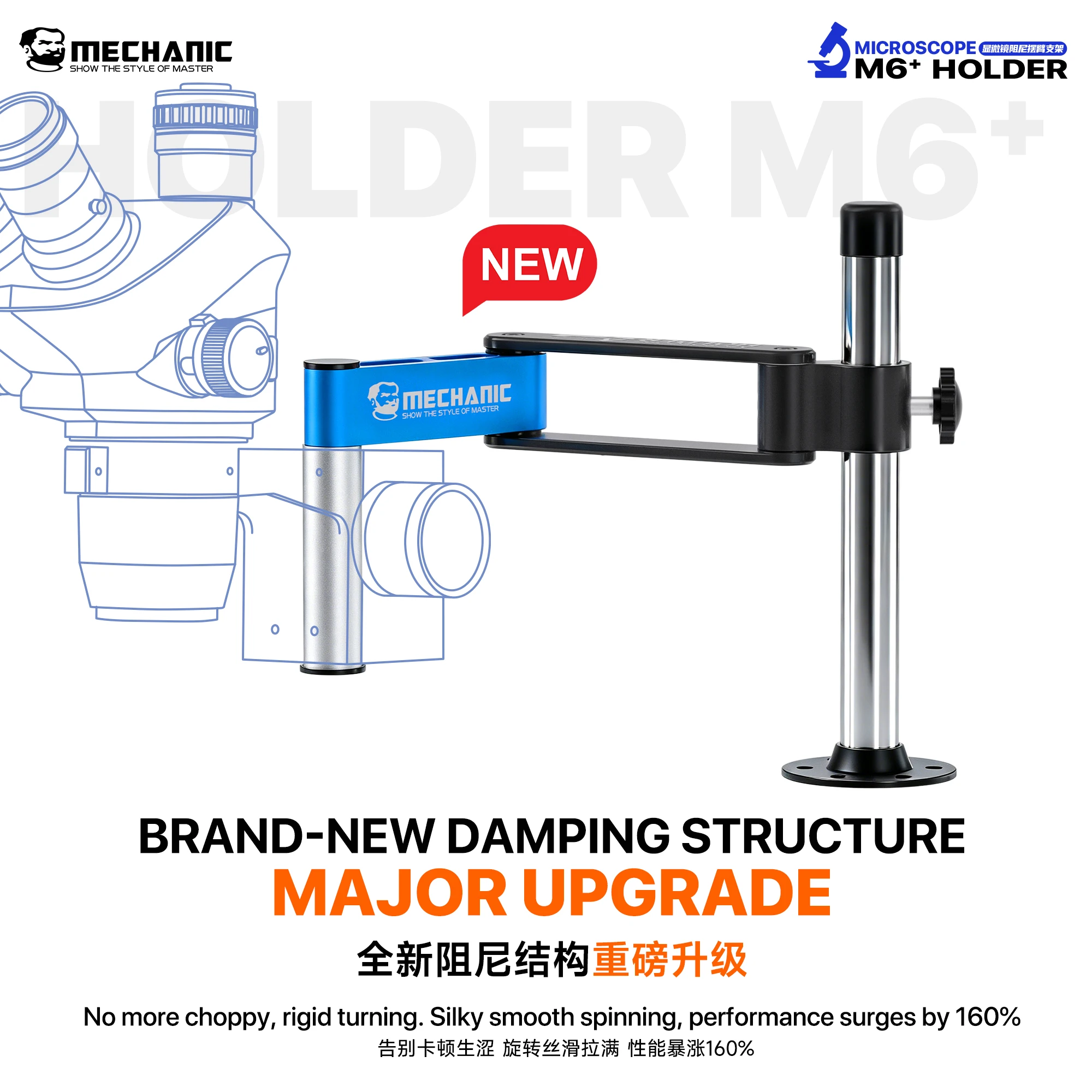 MECHANIC OFFICIAL M6+ Microscope Dual Positioning Folding Swing Stand Stereo Microscope Electronic Repair Support Swing Arm Tool