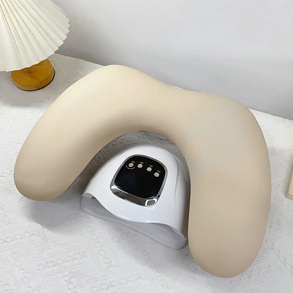 U-shaped Nail Arm Rest Cushion Space-saving Wooden Base Foldable Nail Pillow Soft Tilt Design Nail Art Stand Nail Accessories