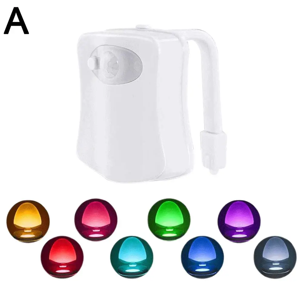 Luz Led nocturna con Sensor de movimiento para inodoro, 8 colores, lámpara de noche para baño, iluminación para cuencos, A3b0