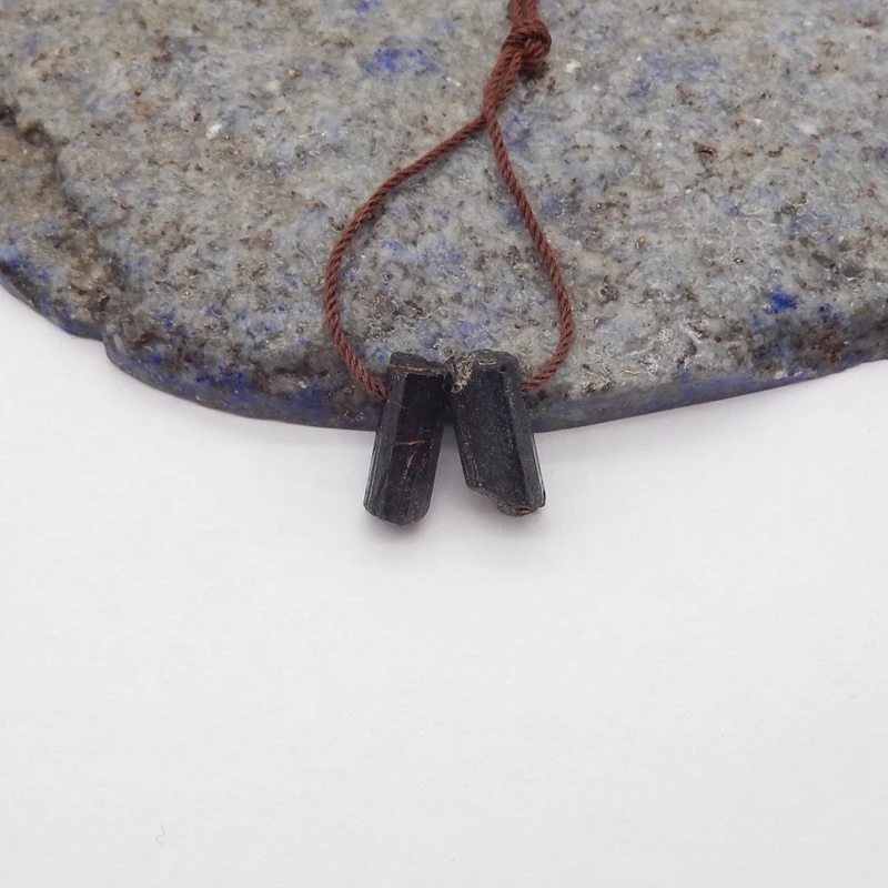 

Handmade Jewelry Natural Stone Black Tourmaline Nugget Earring Bead Accessories For Women